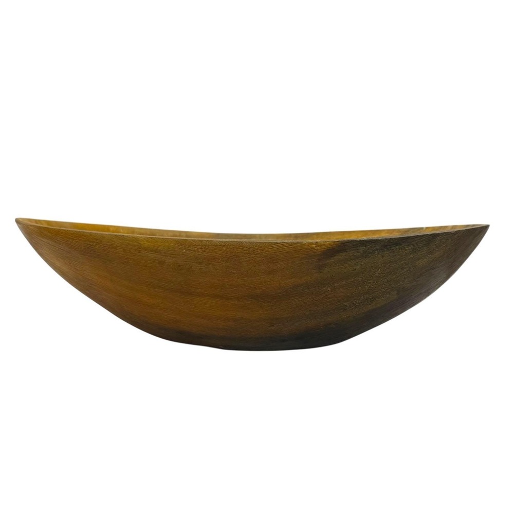 Hand Carved Wooden Dough Bowl Primitive Rustic Farmhouse‎ Decor Oval Wood Bowl - Picture 8 of 14